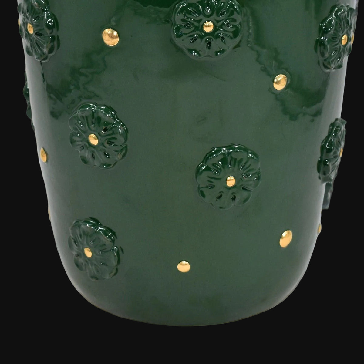 Vaso con rosone h 37 verde antico e oro - Ceramiche di Caltagirone Sofia