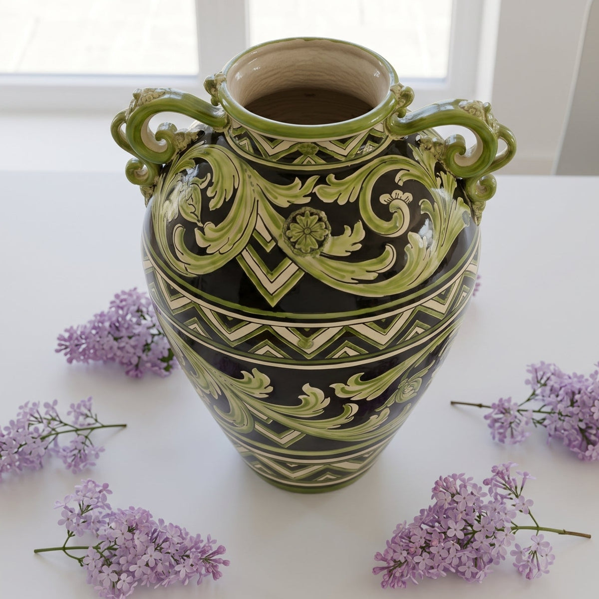 Vaso, Linea Parigi Nero e Verde. Ceramiche Sofia, Caltagirone