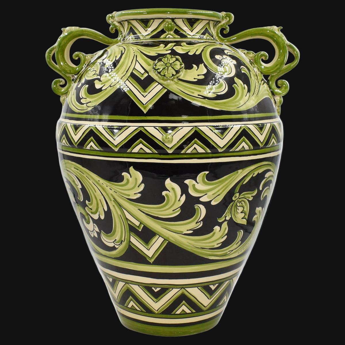 Vaso, Linea Parigi Nero e Verde. Ceramiche Sofia, Caltagirone