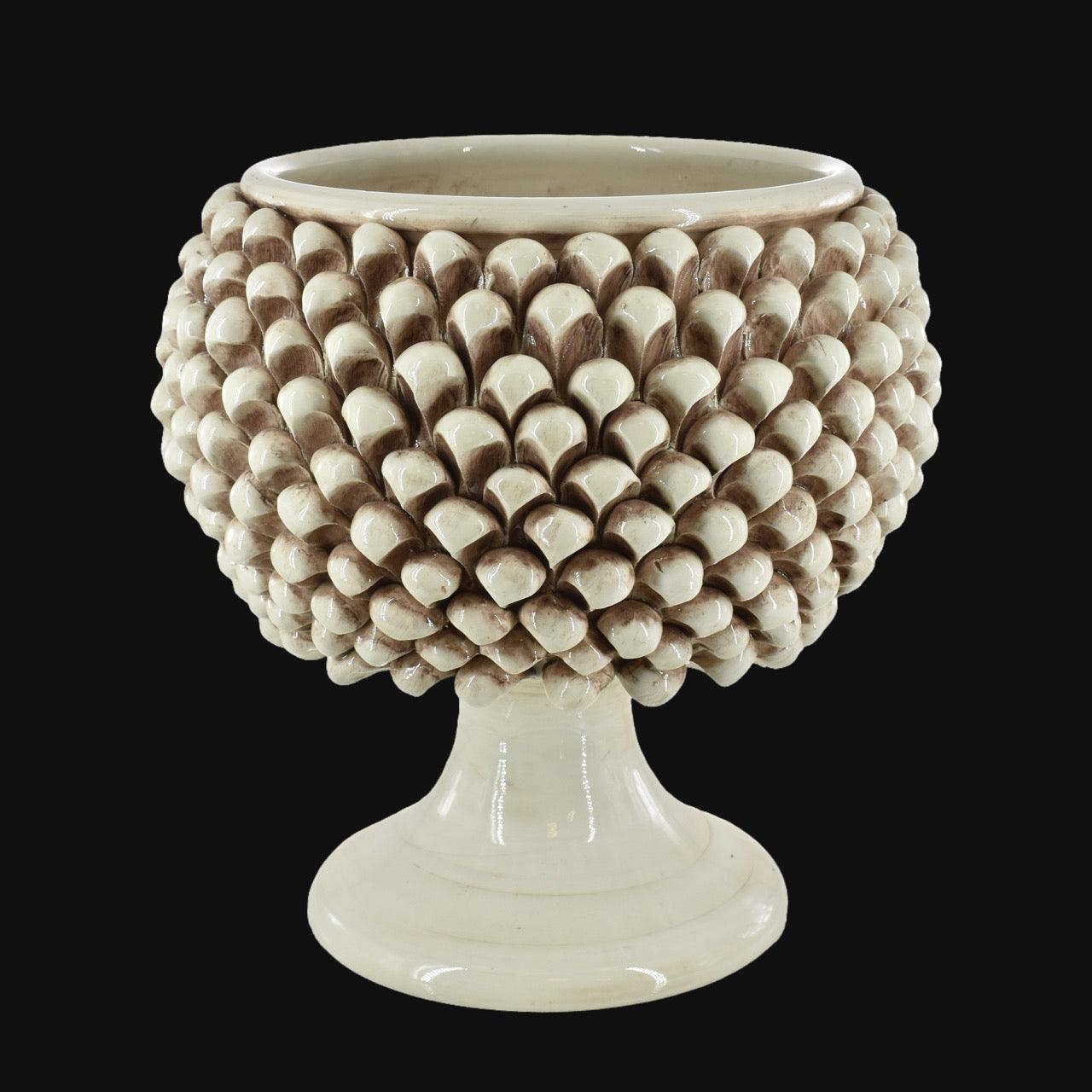 Vaso Mezza Pigna, Madreperla Antichizzato, dettagli scolpiti. Ceramiche Sofia, Caltagirone