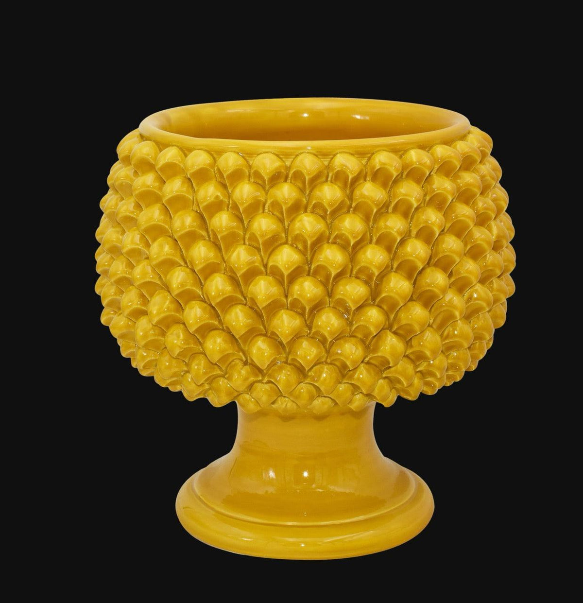 Vaso Mezza Pigna, Senape. Ceramica siciliana di Caltagirone, Sofia