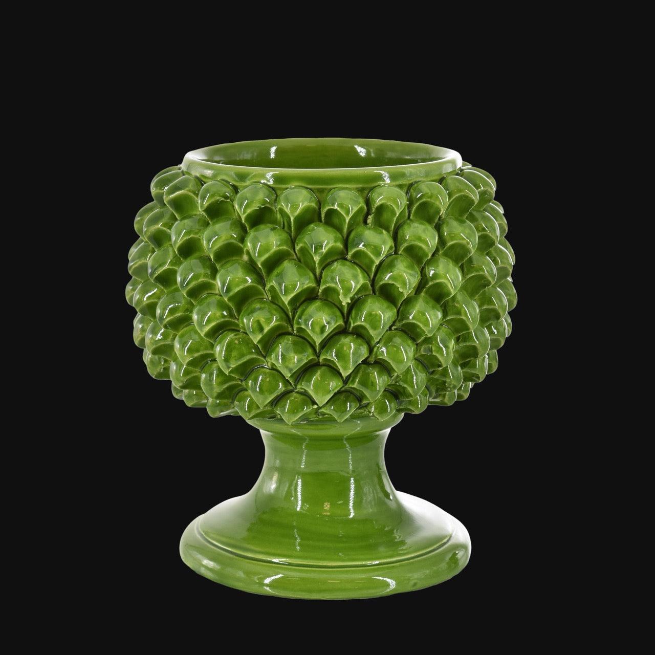 Vaso Mezza Pigna, Verde Foglia. Ceramiche Sofia, Caltagirone