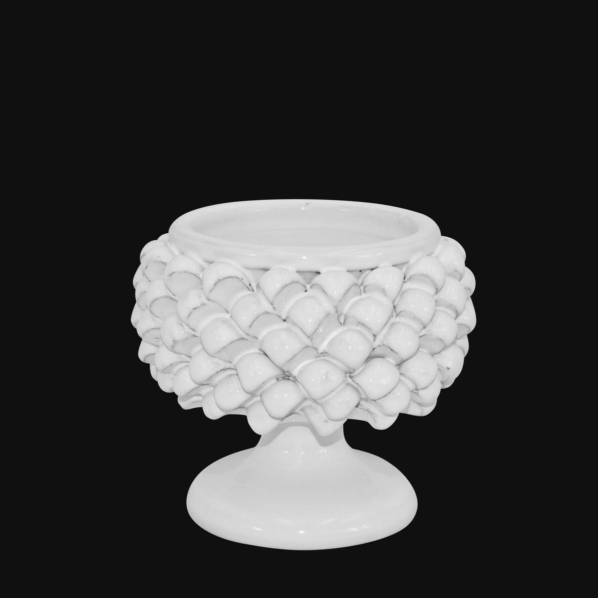 Vaso Mezza Pigna, White Line. Ceramica siciliana di Caltagirone, Sofia
