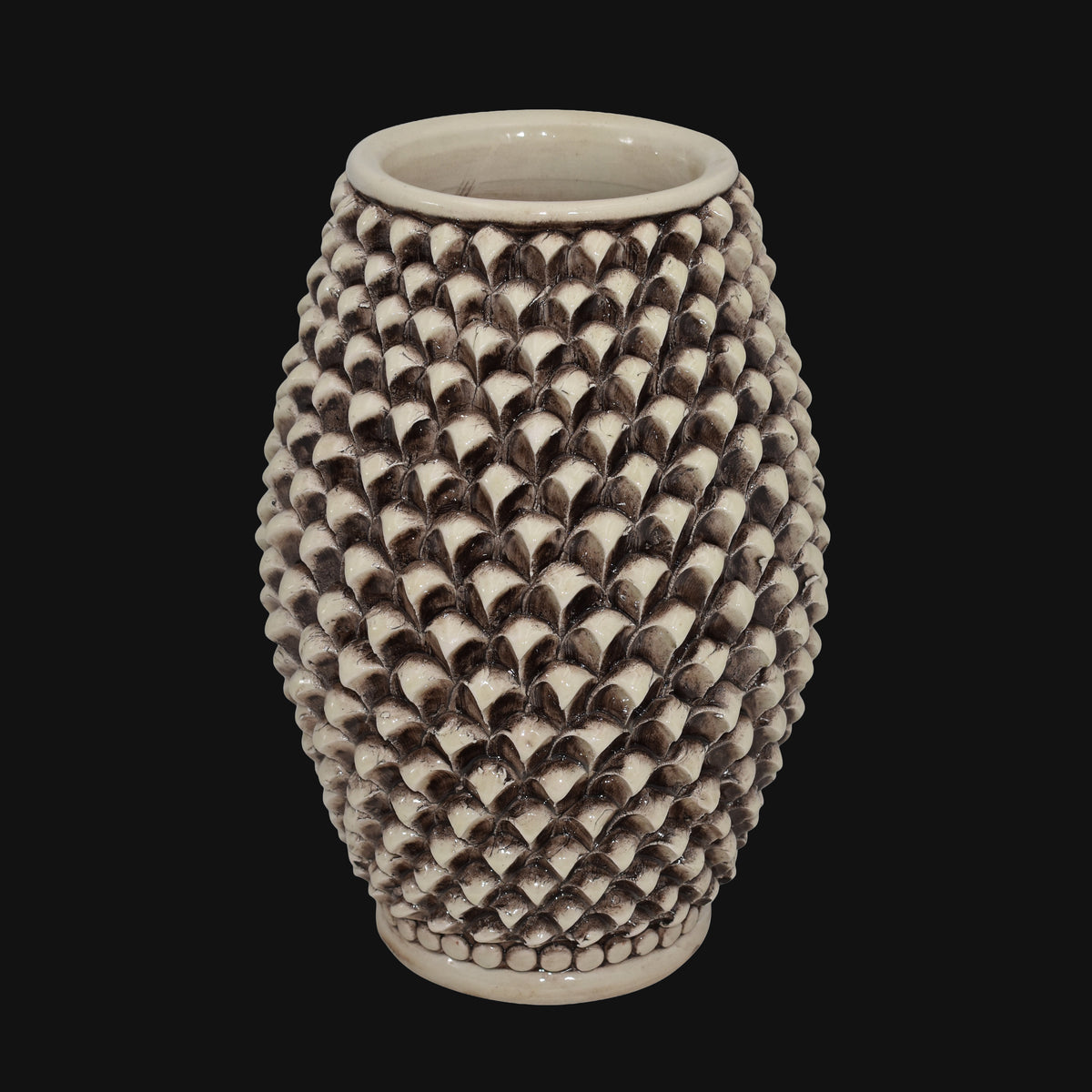 Vaso pigna di Caltagirone madreperla antichizzato modellata a mano - Ceramiche di Caltagirone Sofia