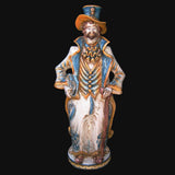 Ceramica di Caltagirone fatta a mano, statua uomo con cappello e bastone, colori vivaci