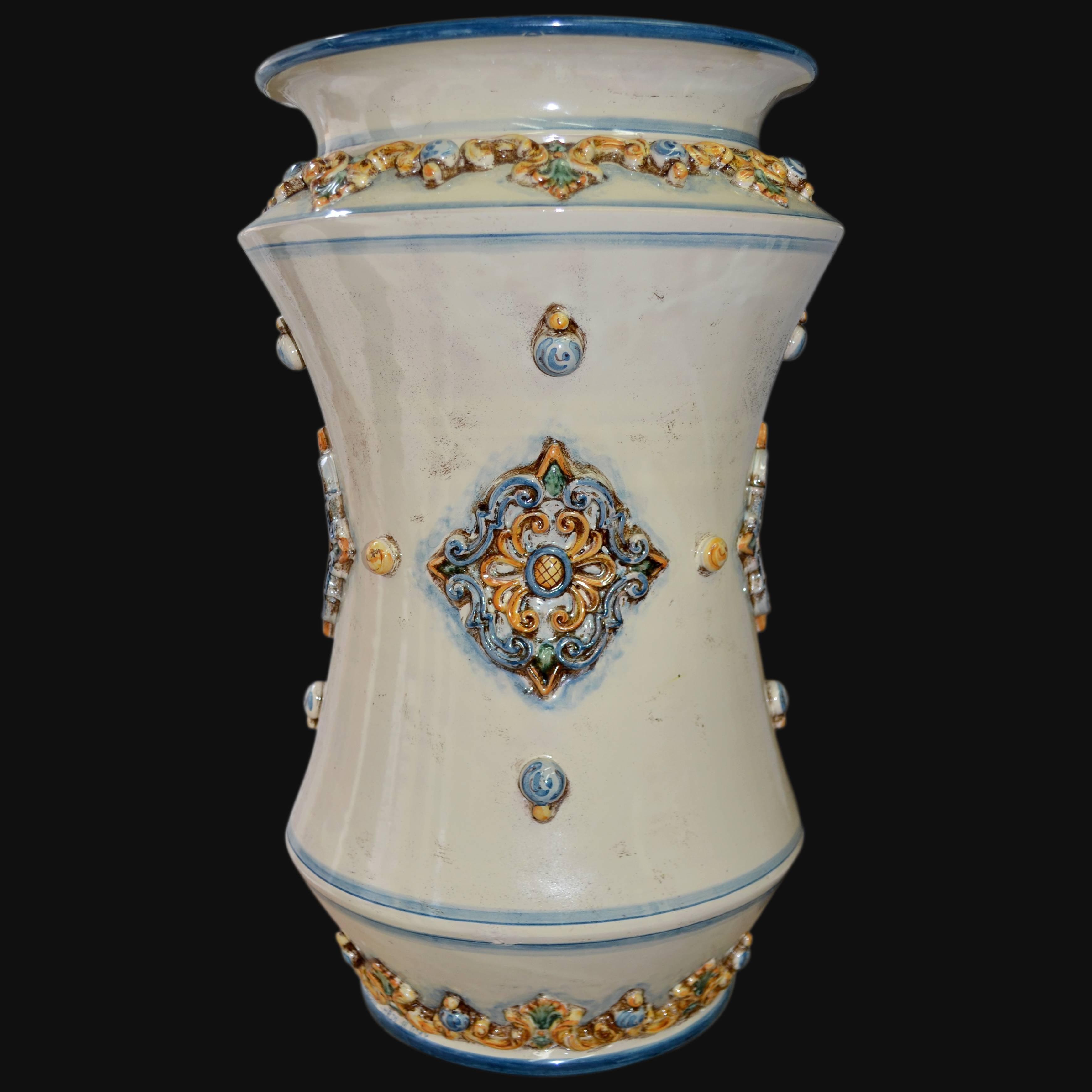 Vaso in ceramica di Caltagirone fatta a mano con decori colorati e dettagli ornamentali