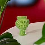 Testa di Moro Bomboniera, Verde Foglia, brillante con dettagli scolpiti. Ceramica siciliana di Caltagirone, Sofia