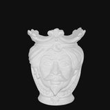 Testa di Moro con Perline, Maschio, White Line, dettagli scolpiti e barba. Ceramica siciliana di Caltagirone, Sofia