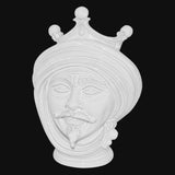 Testa di Moro, Uomo, White Line, turbante e barba. Ceramica siciliana di Caltagirone, Sofia