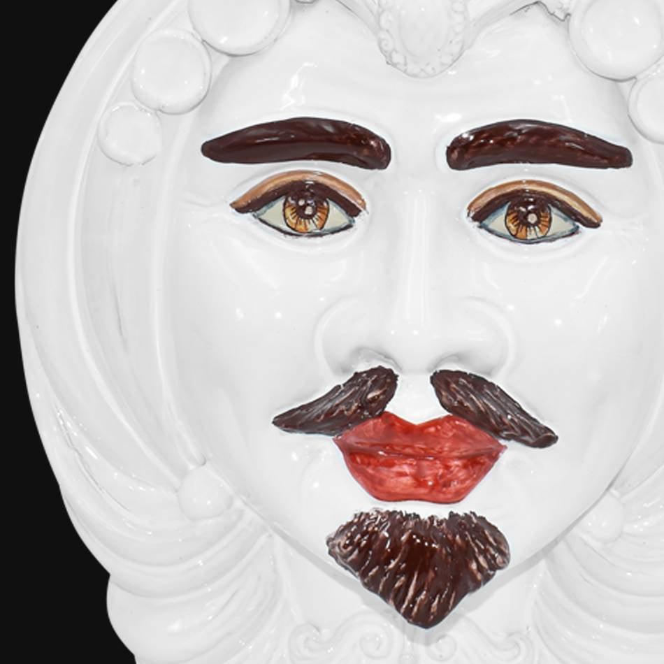 Testa di Moro, Maschio, White Line. Ceramica siciliana di Caltagirone, Sofia