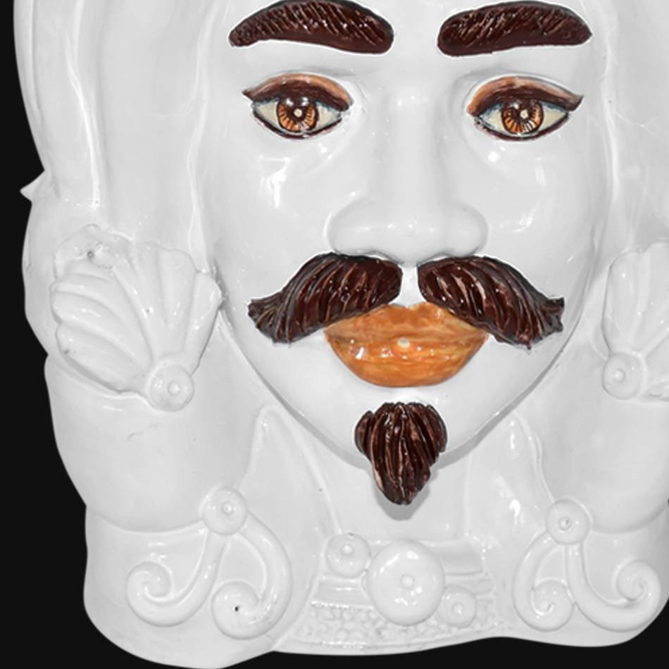 Testa di Moro con Turbante, Maschio, White Line. Ceramiche Sofia, Caltagirone
